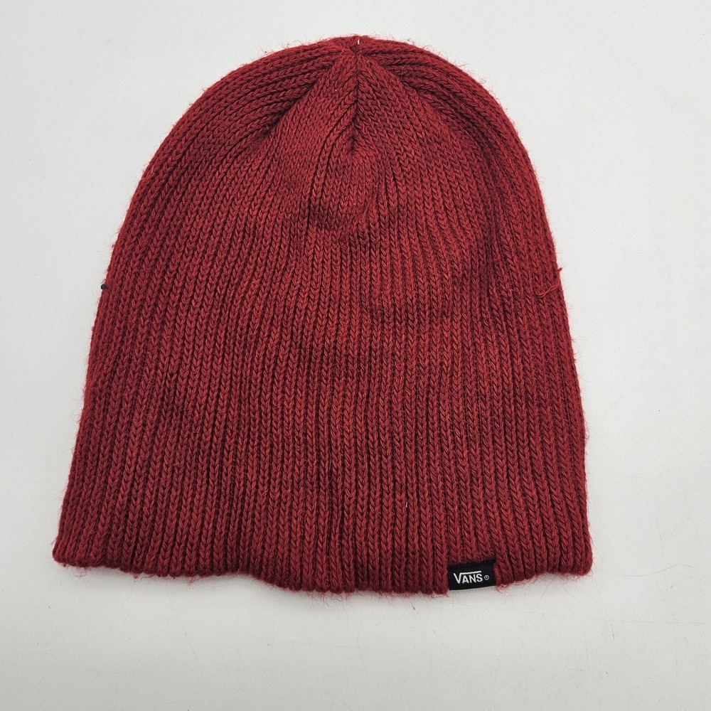 Vans Hat Beanie Knit Solid Red Acrylic One Size Mens Skate Streetwear Winter